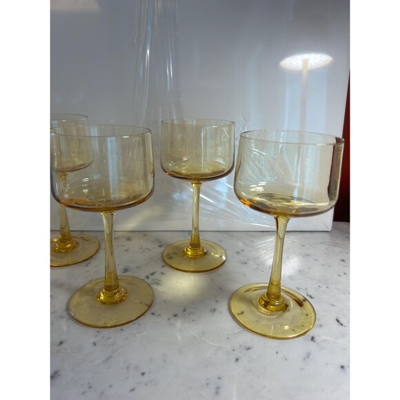 6 Italian Handblown Amber Apertif Glasses Possibly Carlo Moretti - Picture 3 of 10
